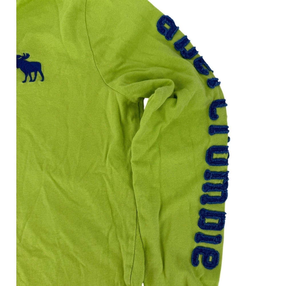 Abercrombie Y2K Boys Lime Green Henley Long Sleeve Shirt Muscle Fit Medium M - Picture 4 of 7